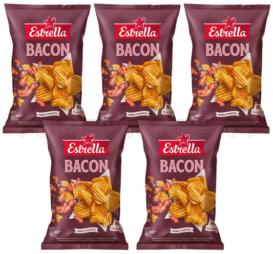 5 ESTRELLA BACON Flavor Potato Chips Snacks European Crisps 130g 4.6oz