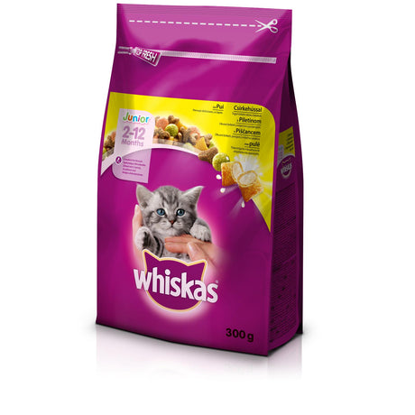 5 WHISKAS JUNIOR Cat Food up to 1 Year Treat with Chicken 300g 10.6oz
