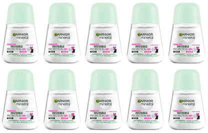 10 x Garnier Invisible Protection 48h Anti Marks Stains Roll On Deodorant