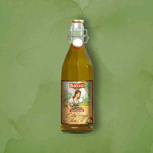 BASSO 100% Italian Unfiltered Extra Virgin Olive Oil Bottle 500ml 16.9 fl oz