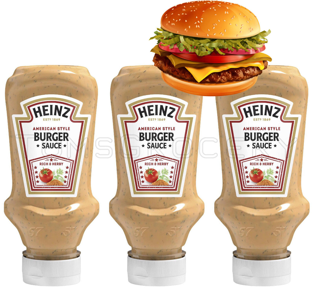 3 HEINZ American Style Burger Sauce Bottles 400ml 13.5fl. oz