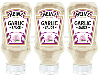 3 x HEINZ Garlic Sauce Squeezy Bottle 420ml 14.2 fl. oz