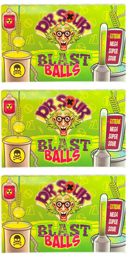 3 x  DR. SOUR Blast Balls Extreme Sour Bubble Gum Candy Novelty Party Sweets