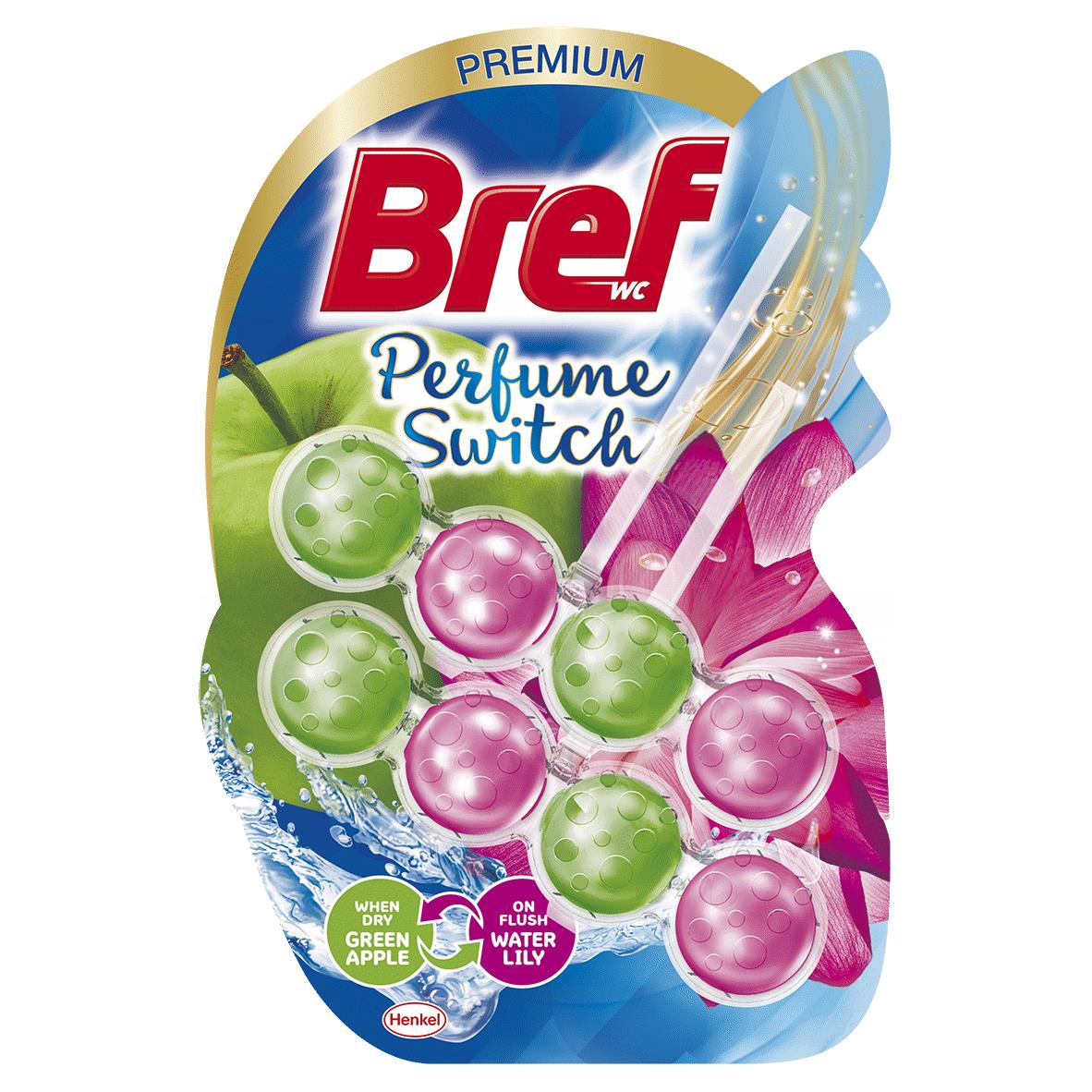 4 x BREF Perfume Switch Apple & Lily Aroma Refreshing WC Toilet Hangers Cleaner