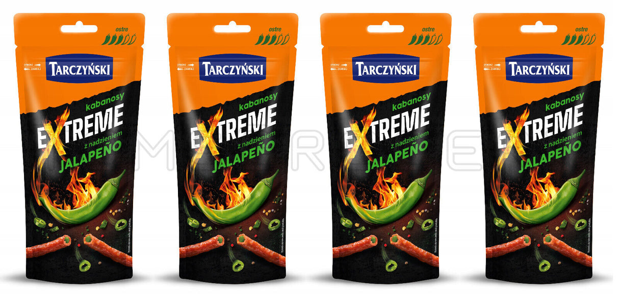 4 TARCZYNSKI EXTREME JALAPENO Cabanossi Kabanos Smoked Sausages Snacks 95g