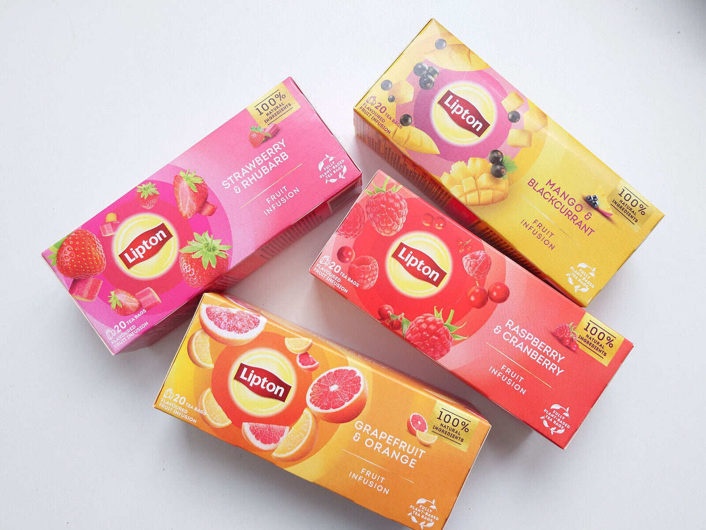 4 x Lipton Fruit Tea Bundle Grapefruit Strawberry Mango Orange Raspberry Flavors