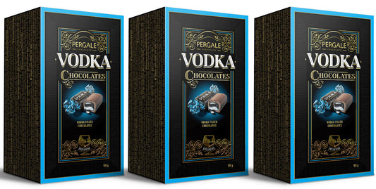 3 x PERGALE VODKA Liqueur Filled Chocolate Sweets Candy Luxury Box 190g 6.7oz