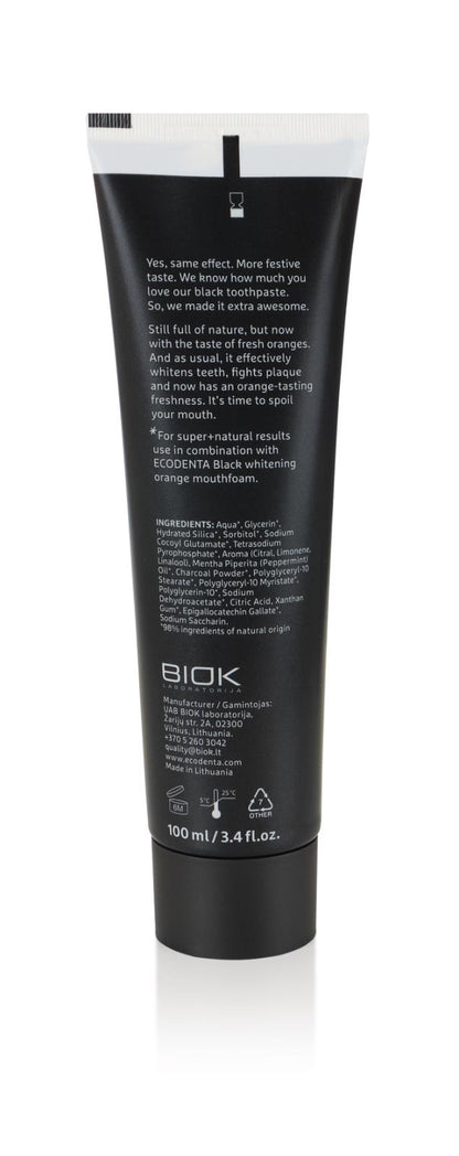 3 ECODENTA BLACK ORANGE Whitening Toothpaste with Charcoal & Teavigo Vegan 100ml