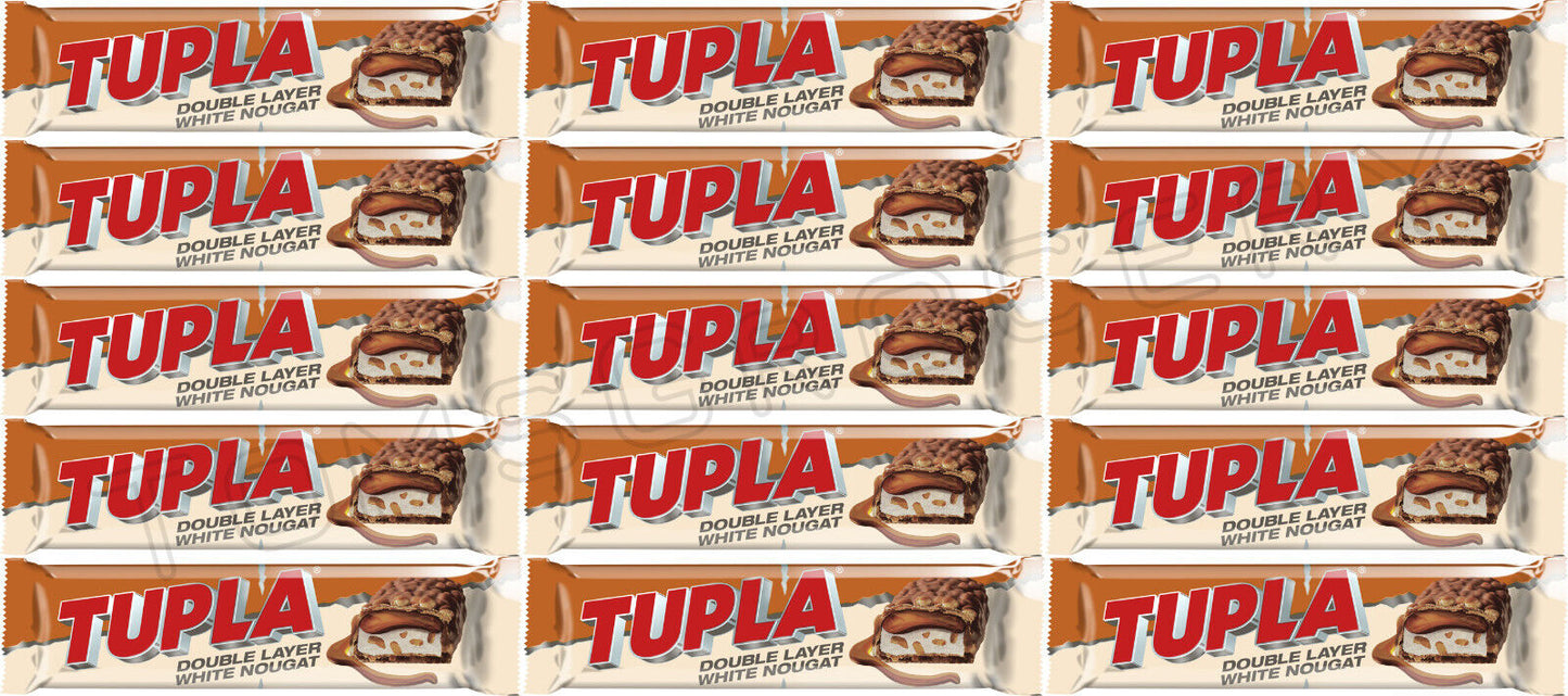 15 x TUPLA Double Layer White Nougat Chocolate Bars Scandinavian Sweets 48g