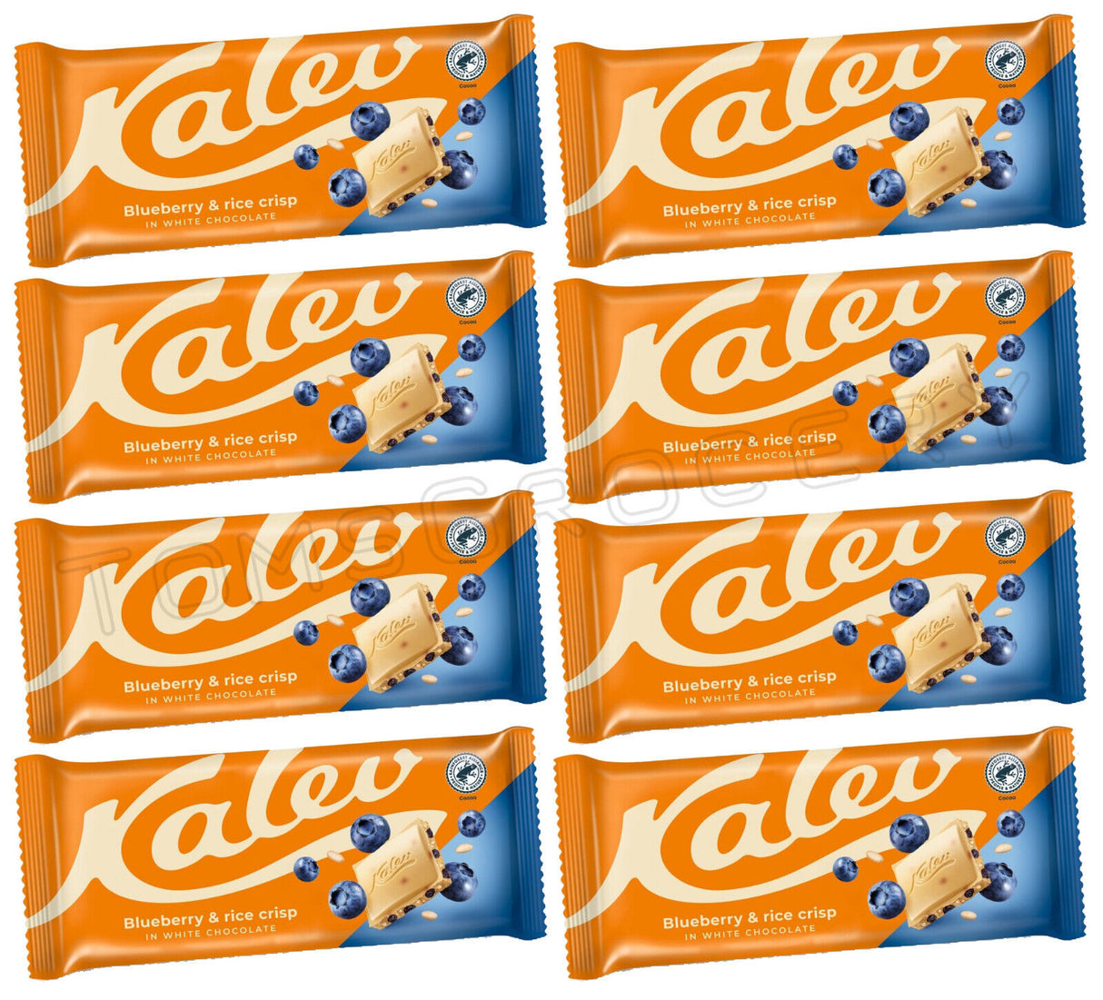 8 KALEV Blueberry & Rice Crisp White Chocolate Bars European Sweets Candy 95g