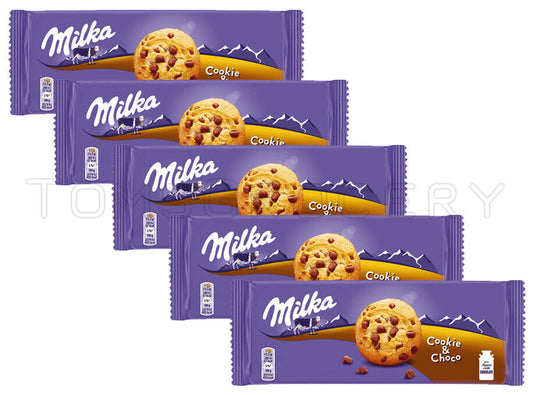 5 x MILKA CHOCO COOKIE Crunchy Biscuits with Milk Chocolate Bits Sweets Snacks