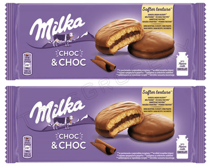 2 x MILKA CHOC & CHOC Fluffy Chocolate Biscuits with Cocoa Filling 150g 5.3oz