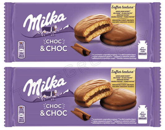 2 x MILKA CHOC & CHOC Fluffy Chocolate Biscuits with Cocoa Filling 150g 5.3oz