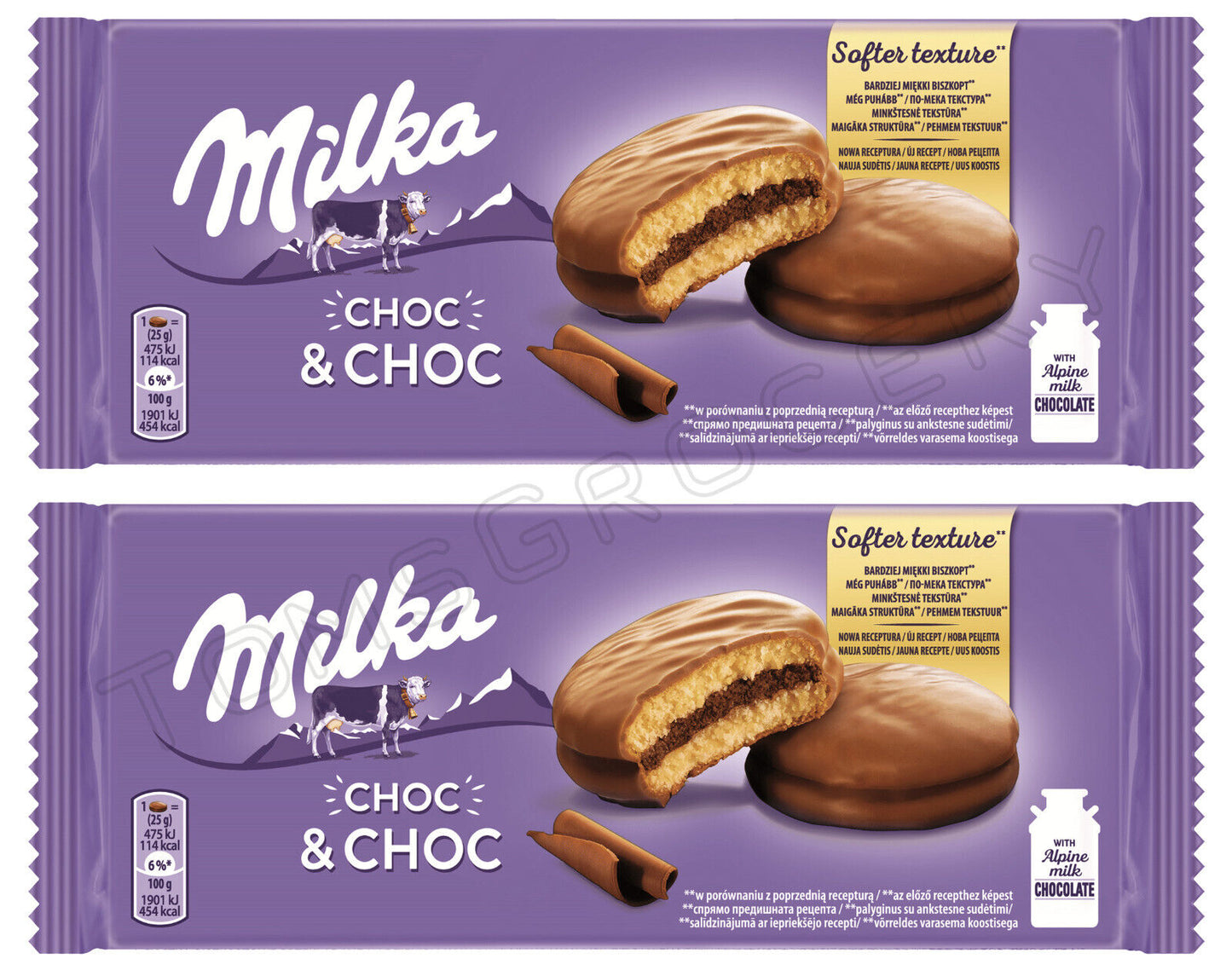 4 x MILKA CHOC & CHOC Fluffy Chocolate Biscuits with Cocoa Filling 150g 5.3oz