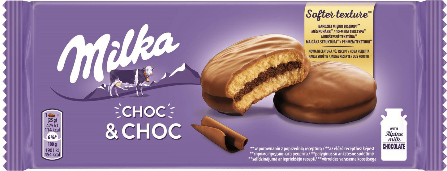 4 x MILKA CHOC & CHOC Fluffy Chocolate Biscuits with Cocoa Filling 150g 5.3oz