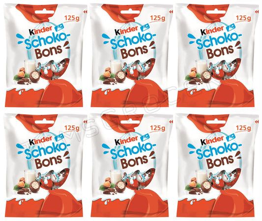 6 KINDER SCHOKO BONS Milk Chocolate Candies Party Sweets 125g 4.4oz