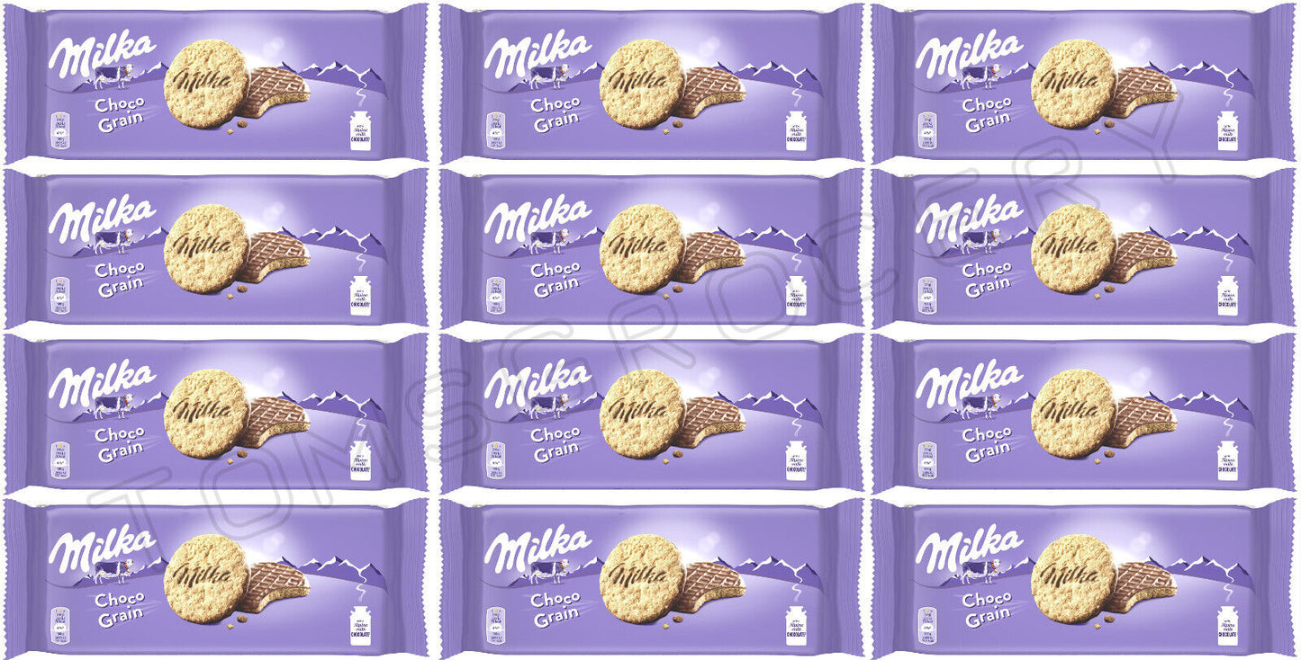 12 MILKA CHOCO GRAINS Wholegrain Cookies with Alpine Milk Chocolate 126g 4.5oz