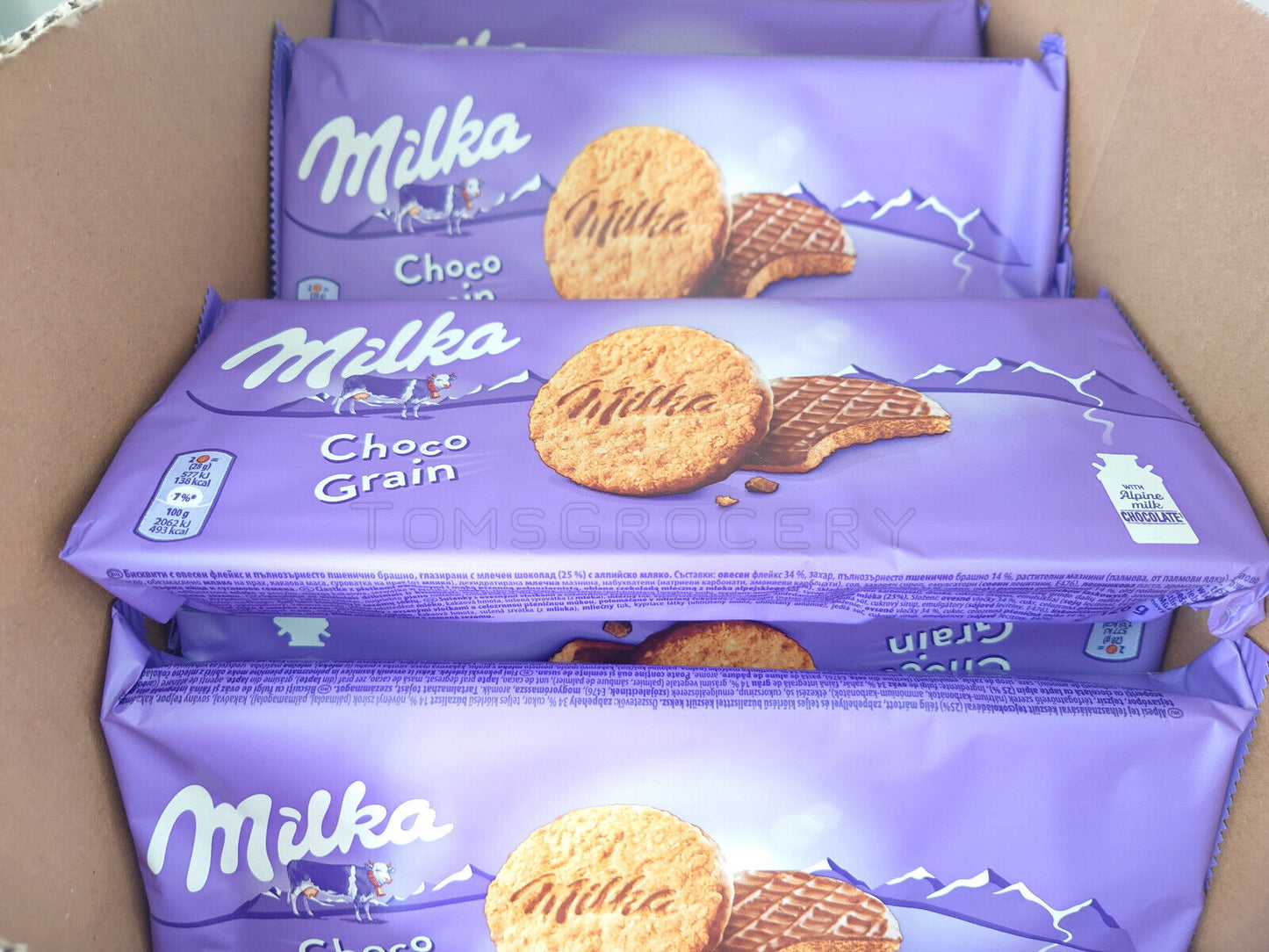 12 MILKA CHOCO GRAINS Wholegrain Cookies with Alpine Milk Chocolate 126g 4.5oz