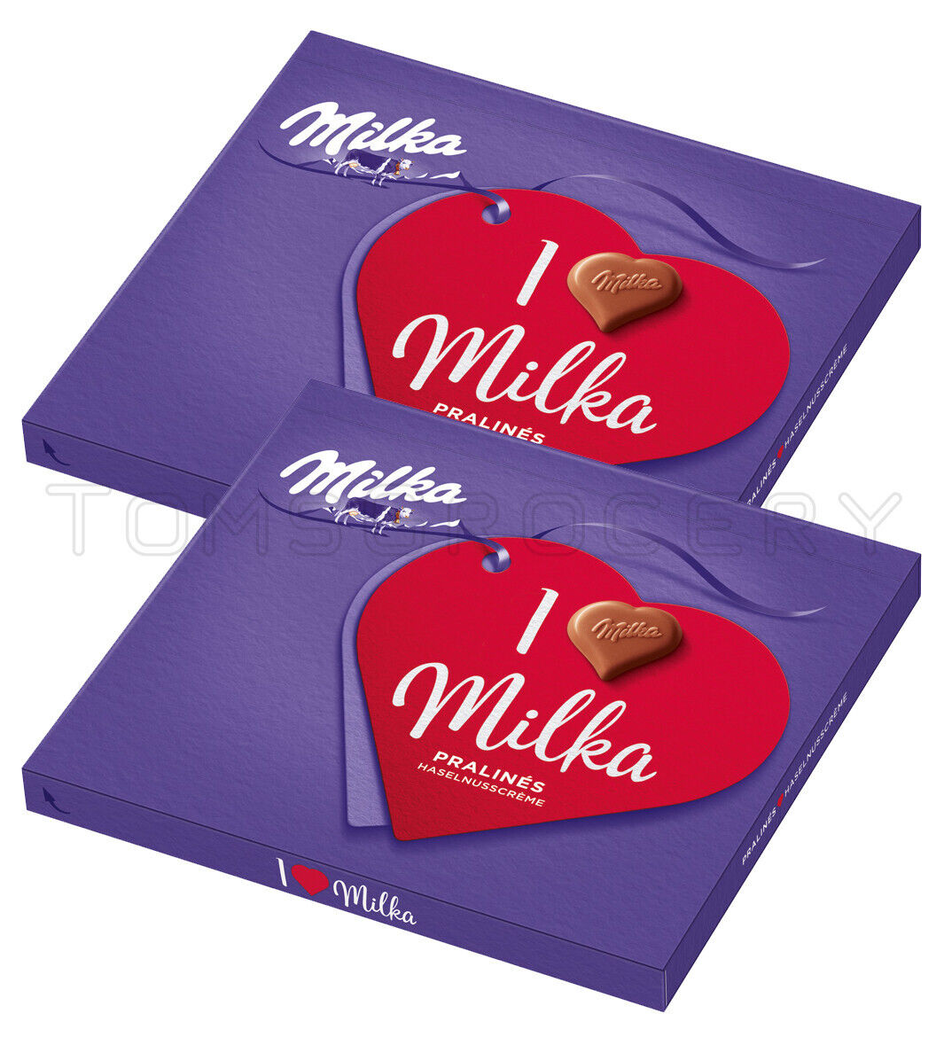 2 x LOVE MILKA Heart Shaped Chocolate Pralines with Hazelnut Cream Gift Box 110g