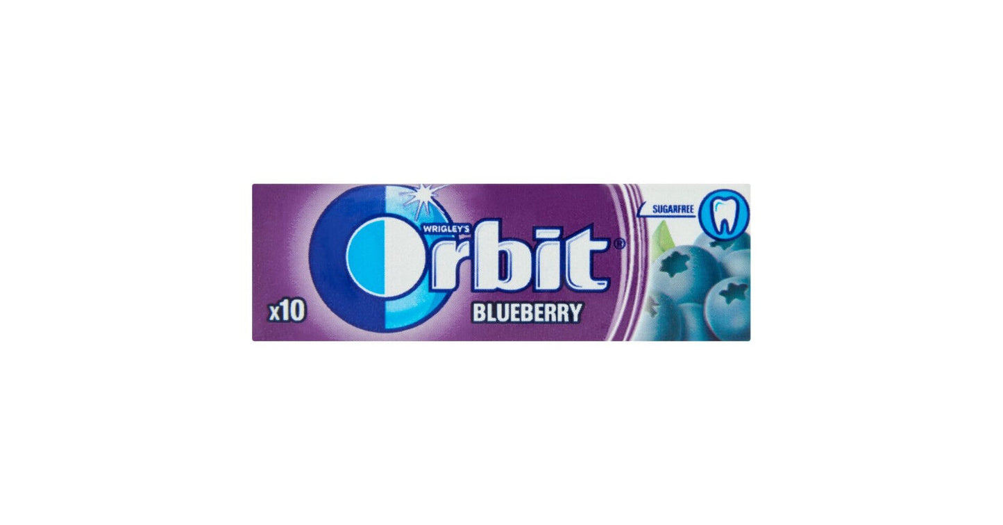 10 WRIGLEY'S ORBIT BLUEBERRY Flavor Sugarfree Chewing Gum Packs 14g 0.49oz