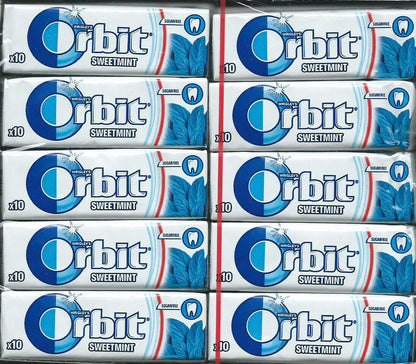 10 x WRIGLEY'S ORBIT SWEET MINT Flavor Sugarfree Chewing Gum 14g 0.49oz