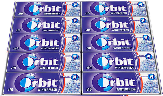 10 x WRIGLEY'S ORBIT WINTERFRESH Flavor Sugarfree Chewing Gum 14g 0.49oz
