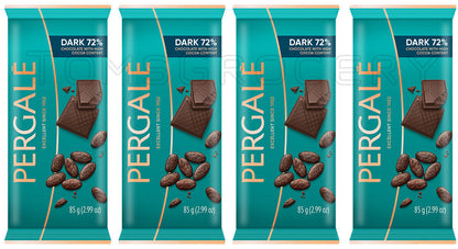 4 PERGALE 72% Cacao Dark Chocolate Bars European Sweets Treats 85g 3oz