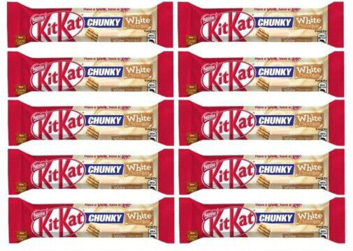 10 x KITKAT CHUNKY WHITE Chocolate Bars European Sweets Snacks Candy 40g