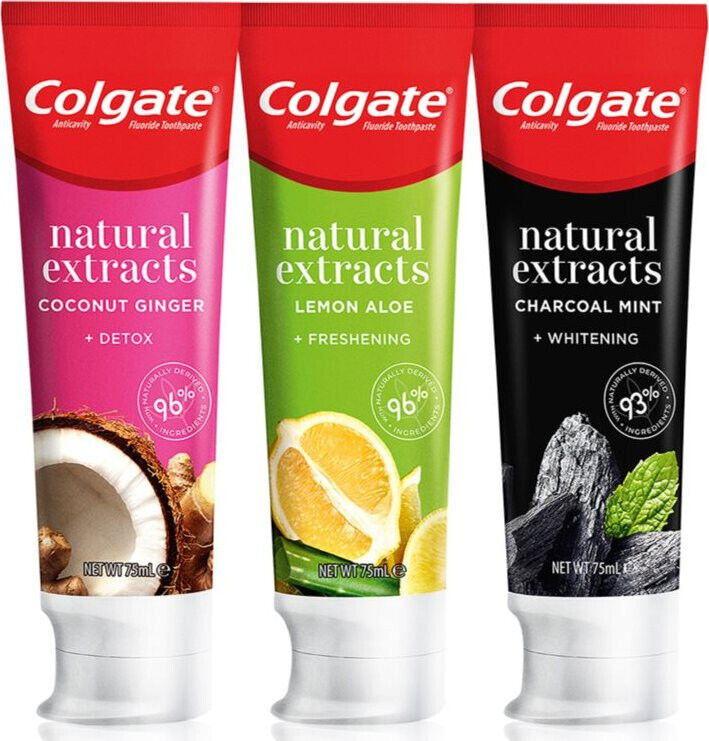 COLGATE NATURAL EXTRACTS Aloe, Charcoal Mint & Lemon Toothpaste Bundle 3 x 75ml