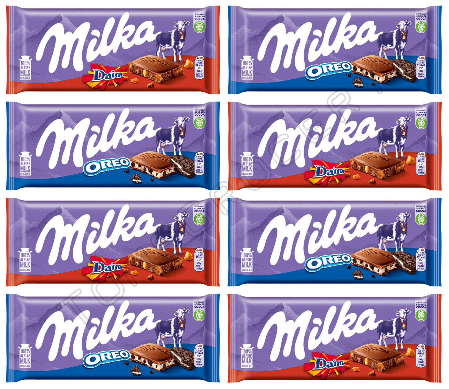 8 MILKA OREO & DAIM Bundle Chocolate Bars Party Sweets European Candy 100g