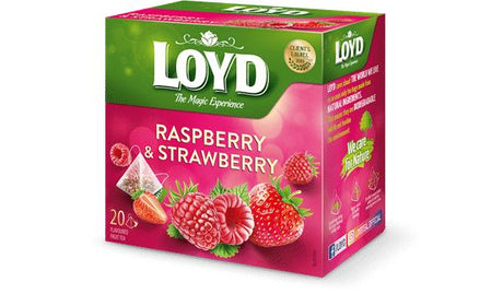 6 LOYD RASPBERRY & STRAWBERRY Flavor Fruit Tea Boxes (120 servings)