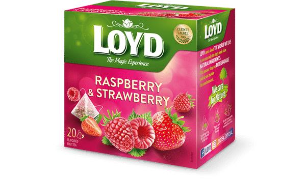6 LOYD RASPBERRY & STRAWBERRY Flavor Fruit Tea Boxes (120 servings)