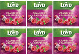 6 x LOYD CRANBERRY & RASPBERRY Flavor Fruit Tea Boxes (120 servings)