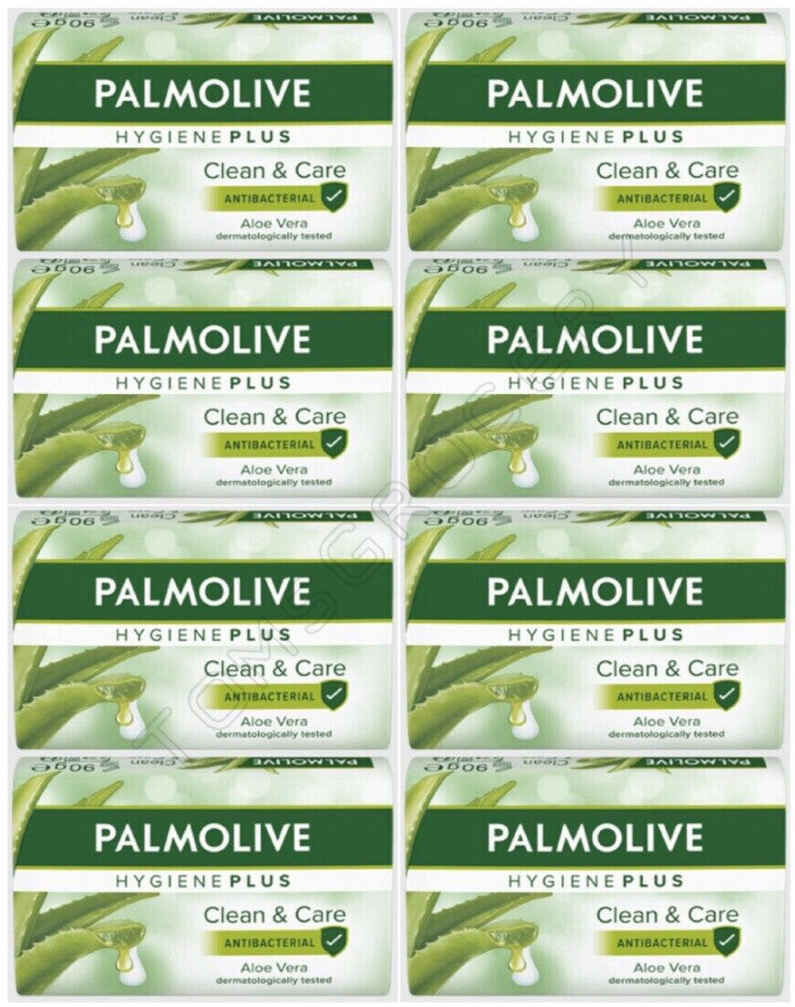 8 x PALMOLIVE HYGENE PLUS CLEAN & CARE Anti Bacterial Aloe Vera Bar Soaps