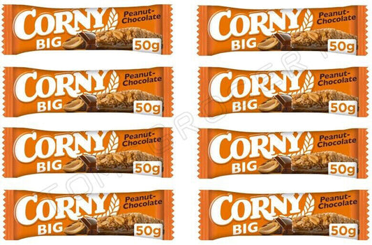 8 CORNY BIG PEANUT & CHOCOLATE Flavor Healthy Energy Breakfast Cereal Bars 50g