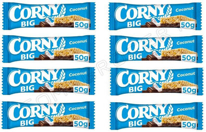 8 x CORNY BIG COCONUT Flavor Healthy Energy Breakfast Cereal Bars 50g