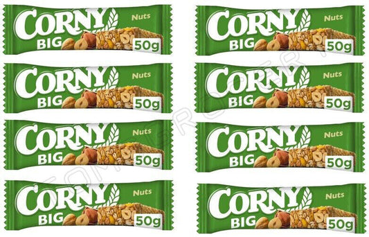 8 x CORNY BIG HAZELNUT Flavor Healthy Energy Breakfast Cereal Bars 50g