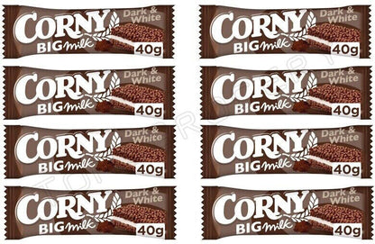 8 x CORNY BIG DARK & WHITE CHOCOLATE Healthy Energy Breakfast Cereal Bars 40g