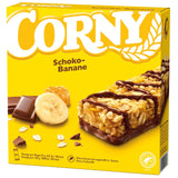 6 x CORNY CHOCOLATE & BANANA Healthy Energy Breakfast Cereal Bar Boxes 150g