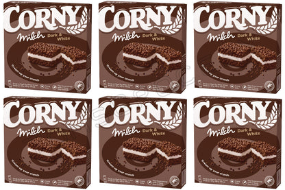 6 CORNY Milk Crunchy Cereal Bars with Cream Healthy Energy Breakfast Snacks 120g