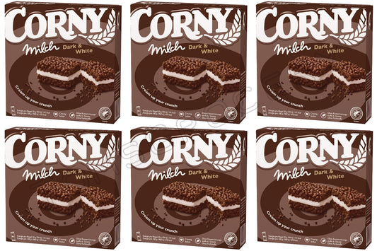 6 CORNY Milk Crunchy Cereal Bars with Cream Healthy Energy Breakfast Snacks 120g