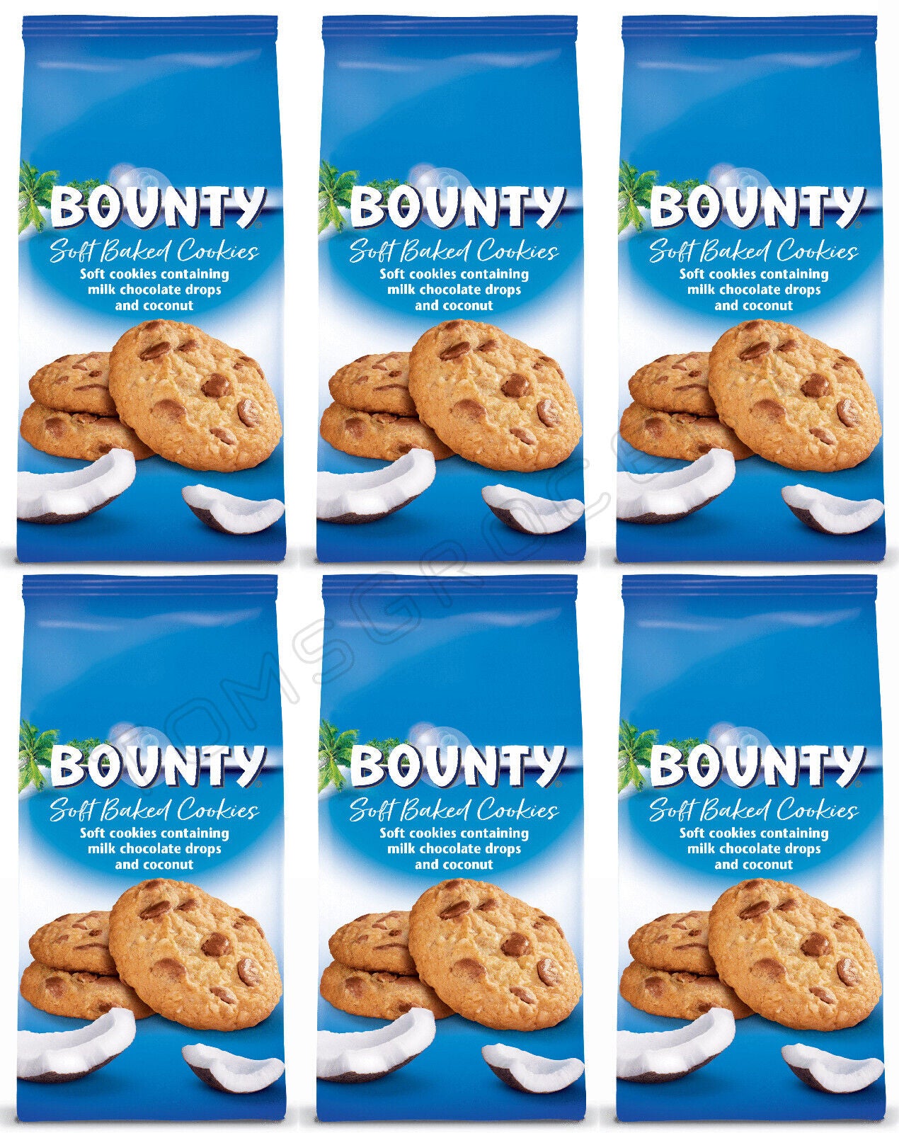 6 x BOUNTY Soft Coconut Cookies with Chocolate Bits European Candy 180g 6.3oz