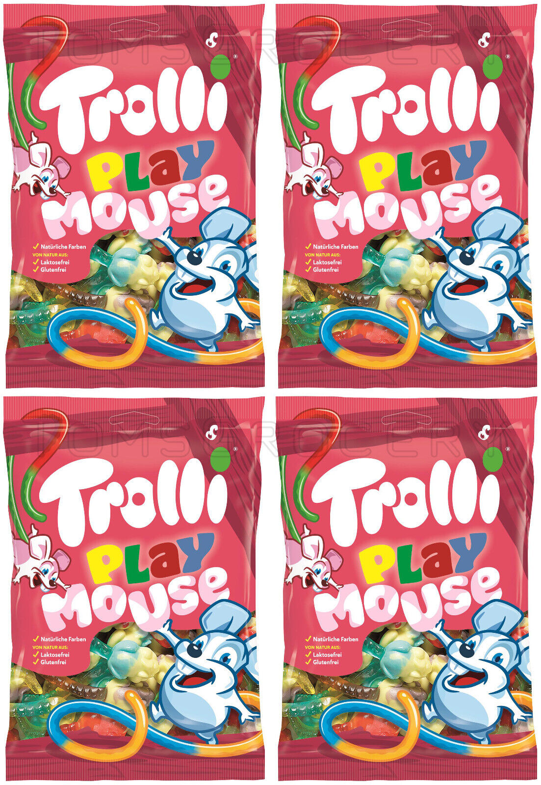 4 x TROLLI PLAY MOUSE Natural Gummies German Sweets Candy Treats 200g 7oz