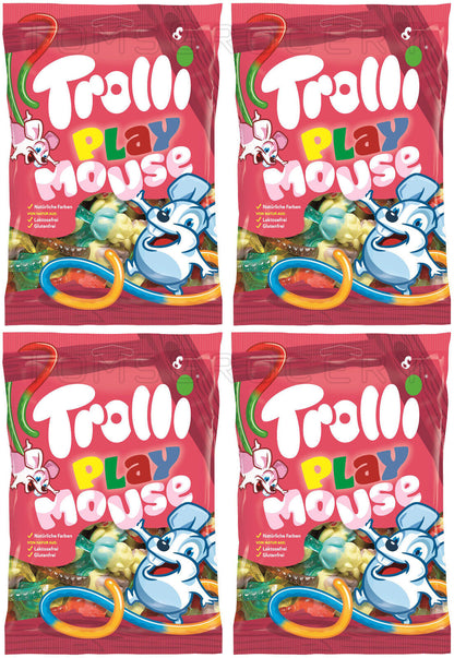 4 x TROLLI PLAY MOUSE Natural Gummies German Sweets Candy Treats 200g 7oz