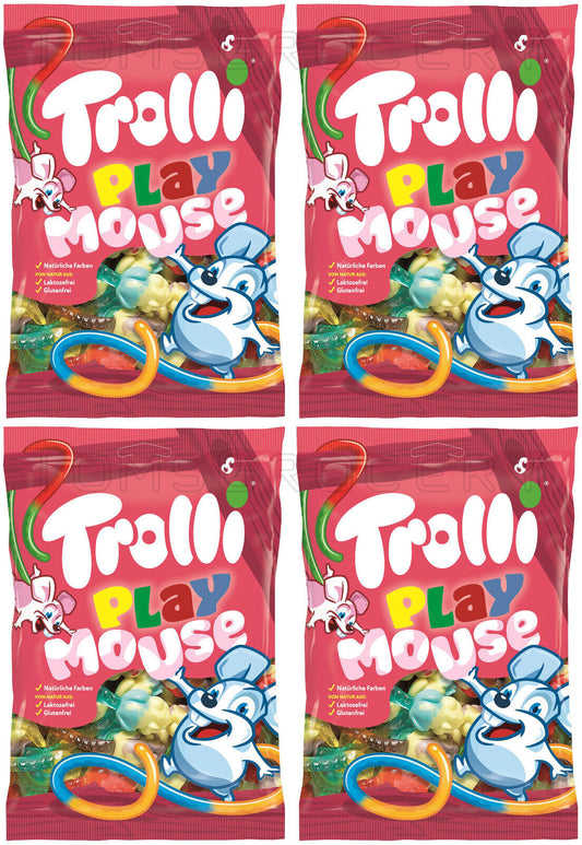 4 x TROLLI PLAY MOUSE Natural Gummies German Sweets Candy Treats 200g 7oz