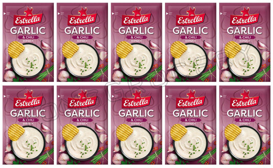 10 x ESTRELLA GARLIC & CHILI Dipmix Dipping Sauce Spice Mix for Potato Chips