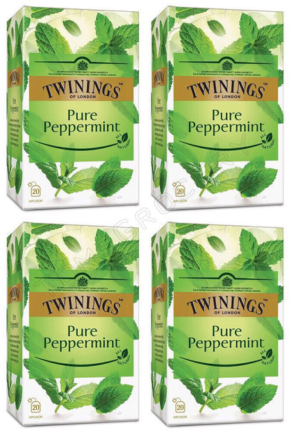 4 x TWININGS PURE PEPPERMINT Natural Tea Infusion Box