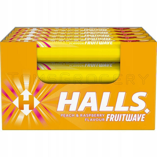 HALLS FRUITWAVE Peach & Raspberry Flavor Pastilles Refreshing (pack of 20)