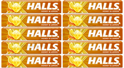 10 x HALLS HONEY & LEMON Flavor Pastilles Refreshing Candy