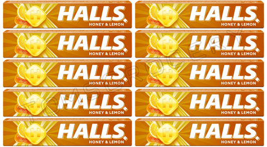 10 x HALLS HONEY & LEMON Flavor Pastilles Refreshing Candy